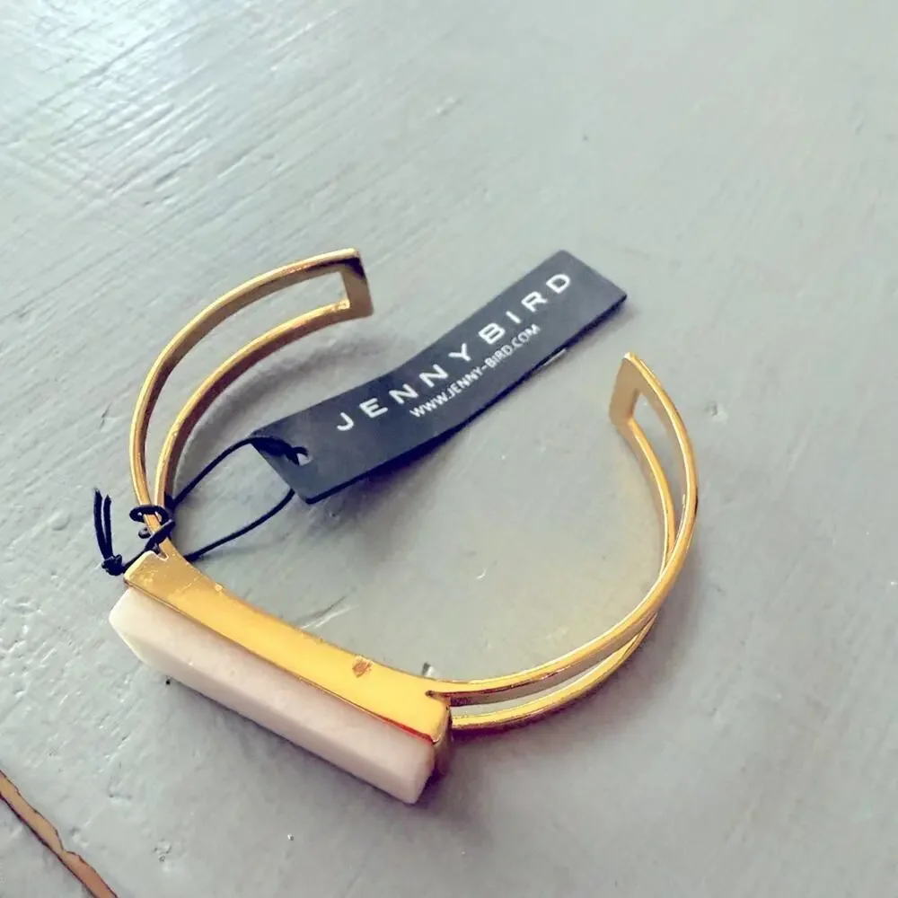Jenny Bird Gold Stone Minimalist Cuff Bracelet NEW